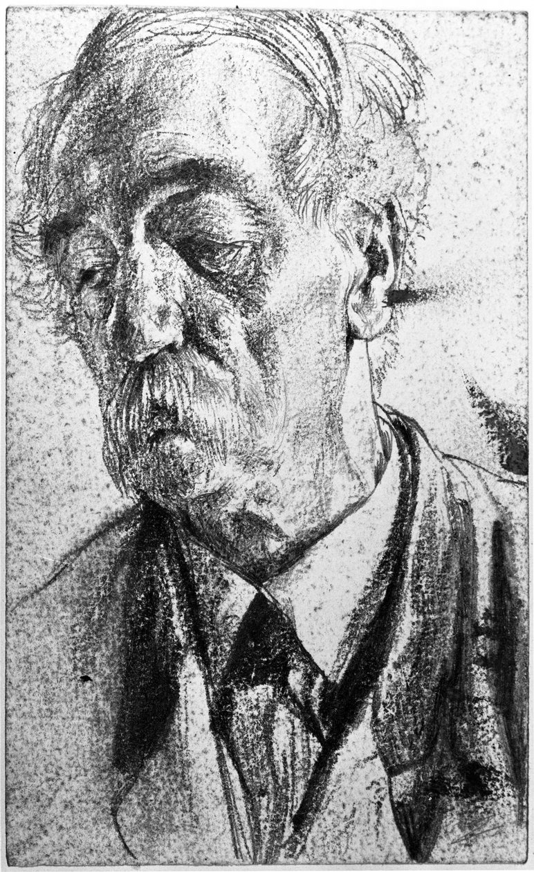 Brustbild eines älteren Mannes mit Schnurrbart von Adolph Menzel