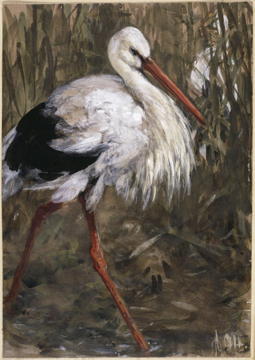 Der Storch im Schilf. Aus dem "Kinderalbum" von Adolph Menzel