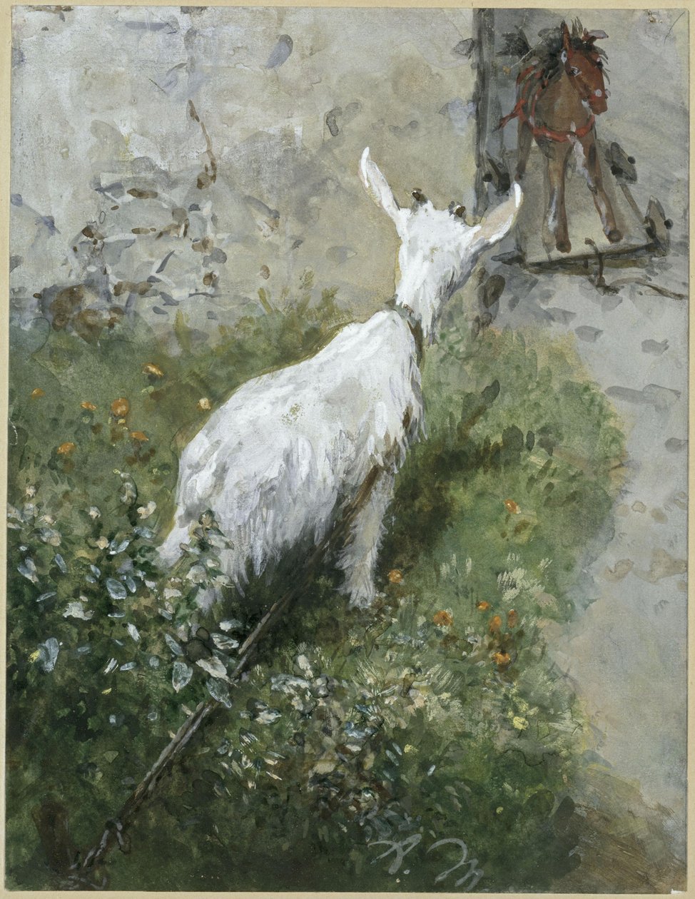 Die Ziege und das Holzpferdchen. Aus dem "Kinderalbum" von Adolph Menzel