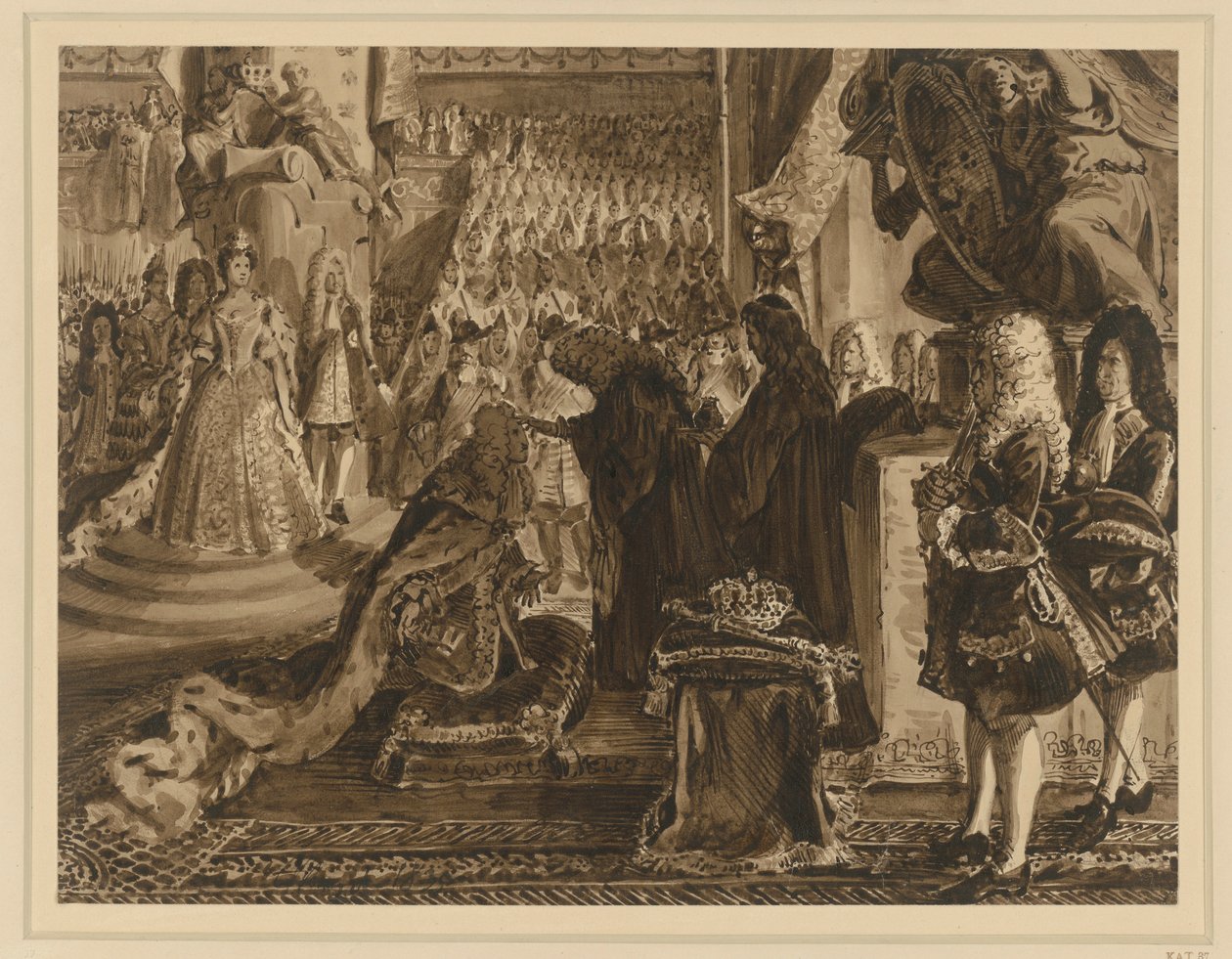 Friedrich I. König von Preußen, gesalbt zu Königsberg am 18. Januar 1701. Entwurf für die "Denkwürdigkeiten aus der Brandenburgisch-Preußischen Geschichte" von Adolph Menzel