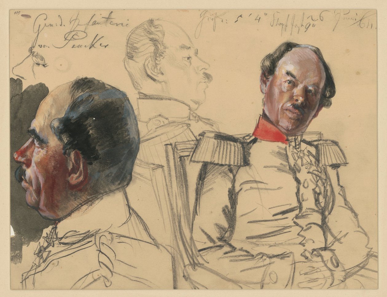 General der Infanterie Eduard von Peucker, Porträtstudien zu "Die Krönung Wilhelms I. in Königsberg" von Adolph Menzel