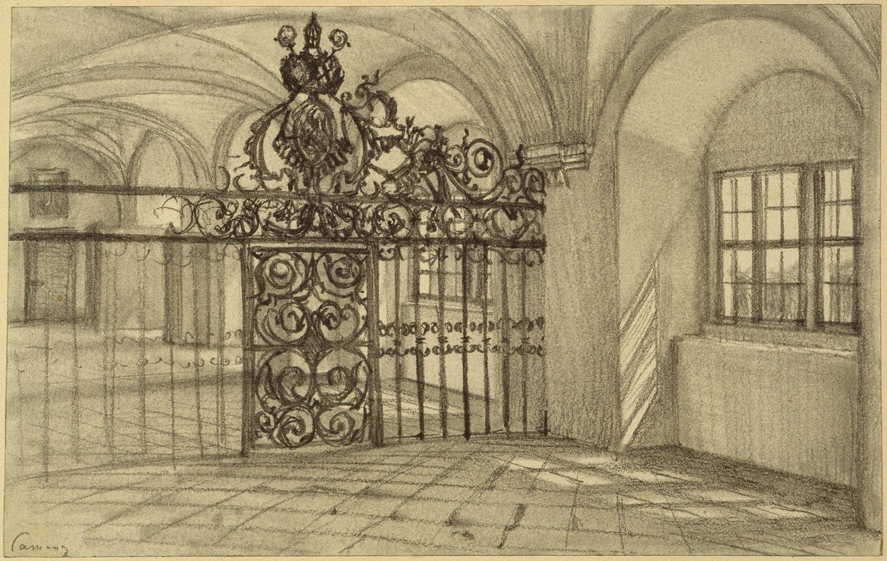 Gewölbte Halle im Kloster zu Kamenz von Adolph Menzel