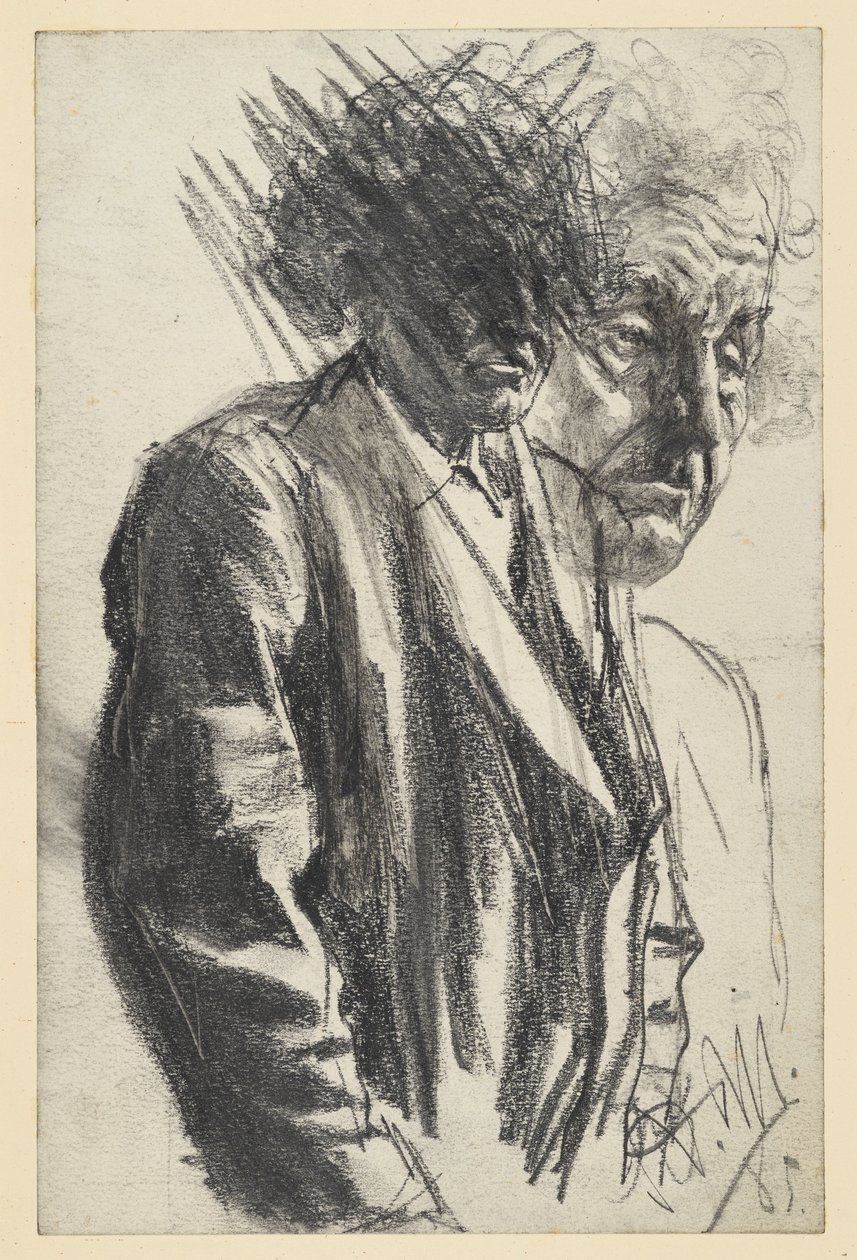 Halbfigur eines alten Mannes (der Kopf verworfen), das Gesicht wiederholt von Adolph Menzel