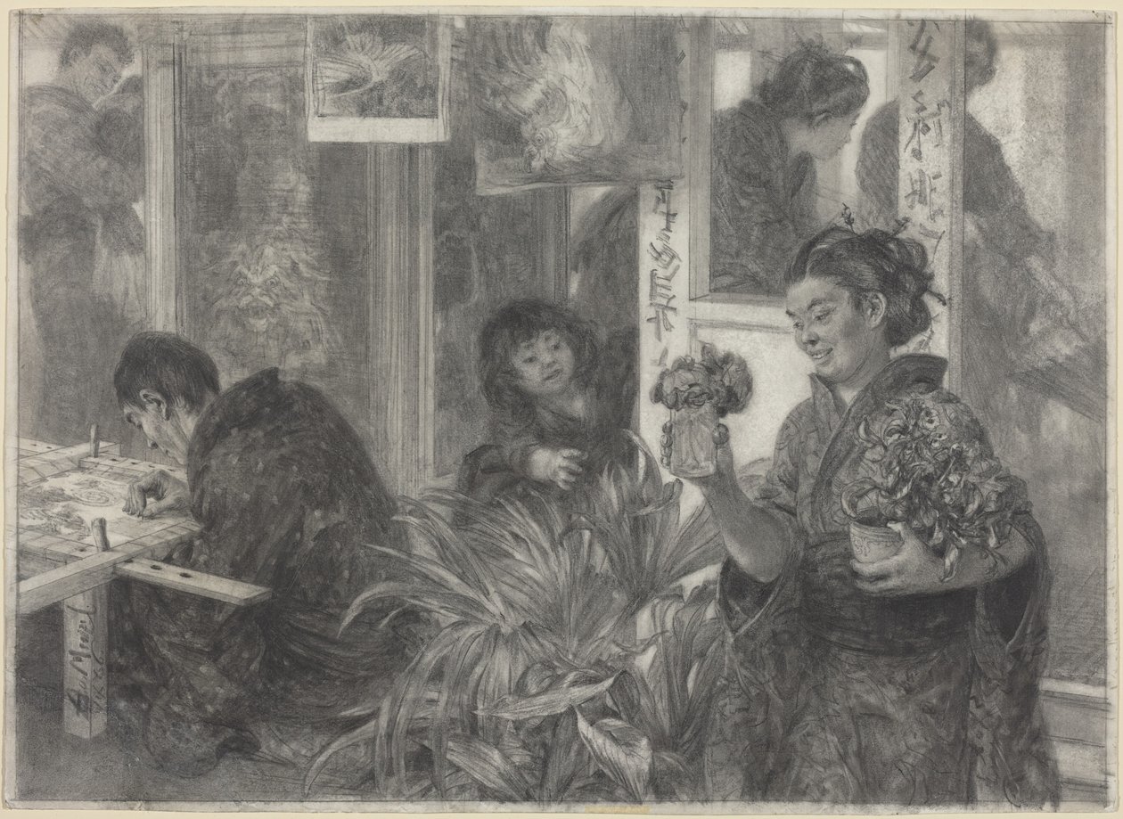 Japanischer Künstler bei der Arbeit von Adolph Menzel