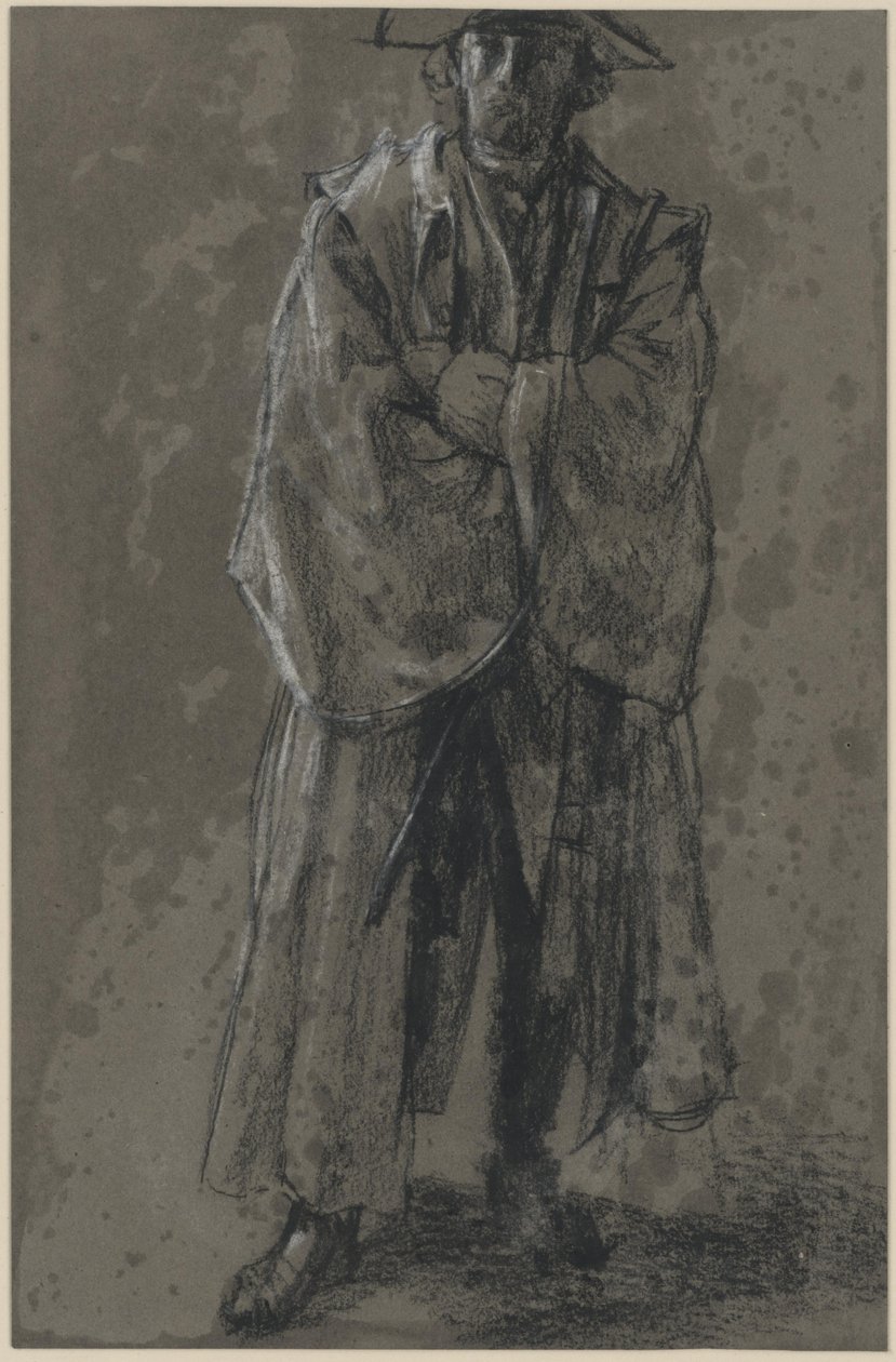 Offizier mit Mantel und Hut (Haltungsstudie Moritz von Anhalt-Dessau) von Adolph Menzel