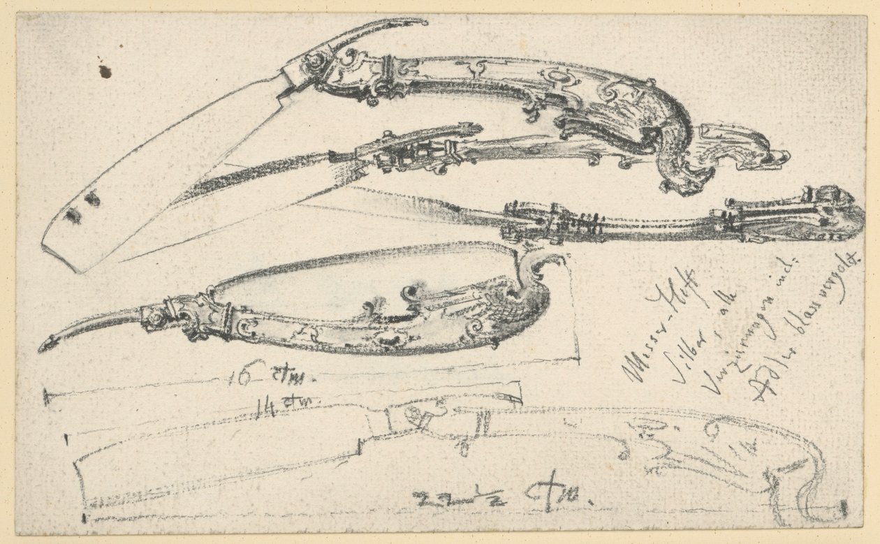 Rasiermesser, vielleicht aus dem Jagd- und Arbeitstisch Kurfürst Johann Georgs I. von Sachsen, Historisches Museum, Dresden von Adolph Menzel