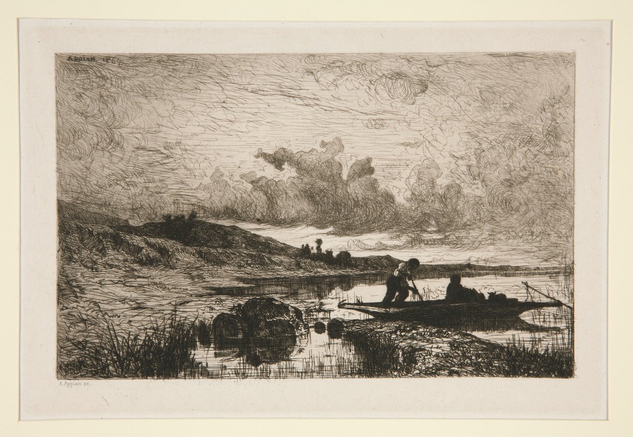 Ein Abend, Ufer der Rhone bei Rix von Adolphe Appian