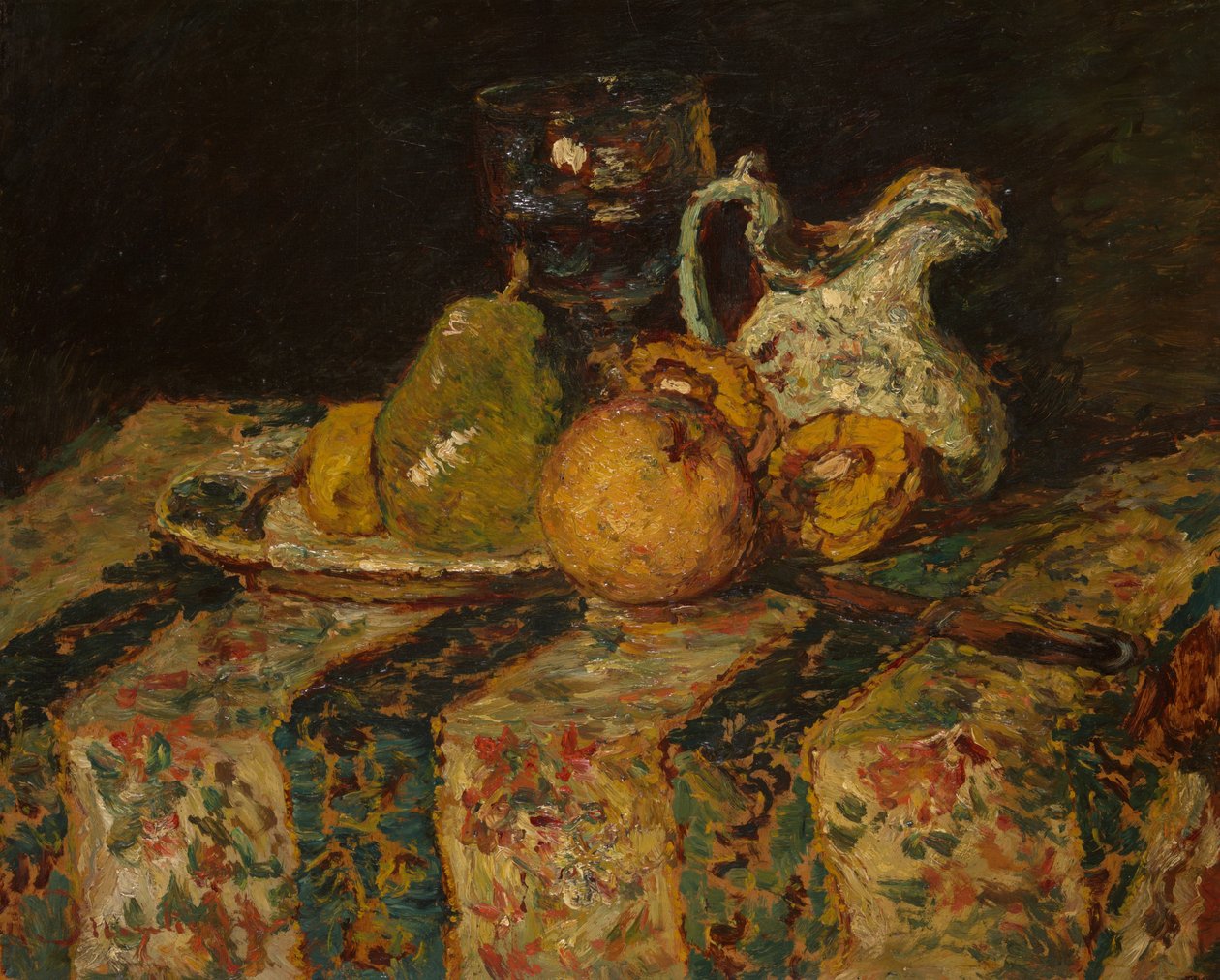 Stillleben mit Obst und Weinkrug von Adolphe Joseph Thomas Monticelli