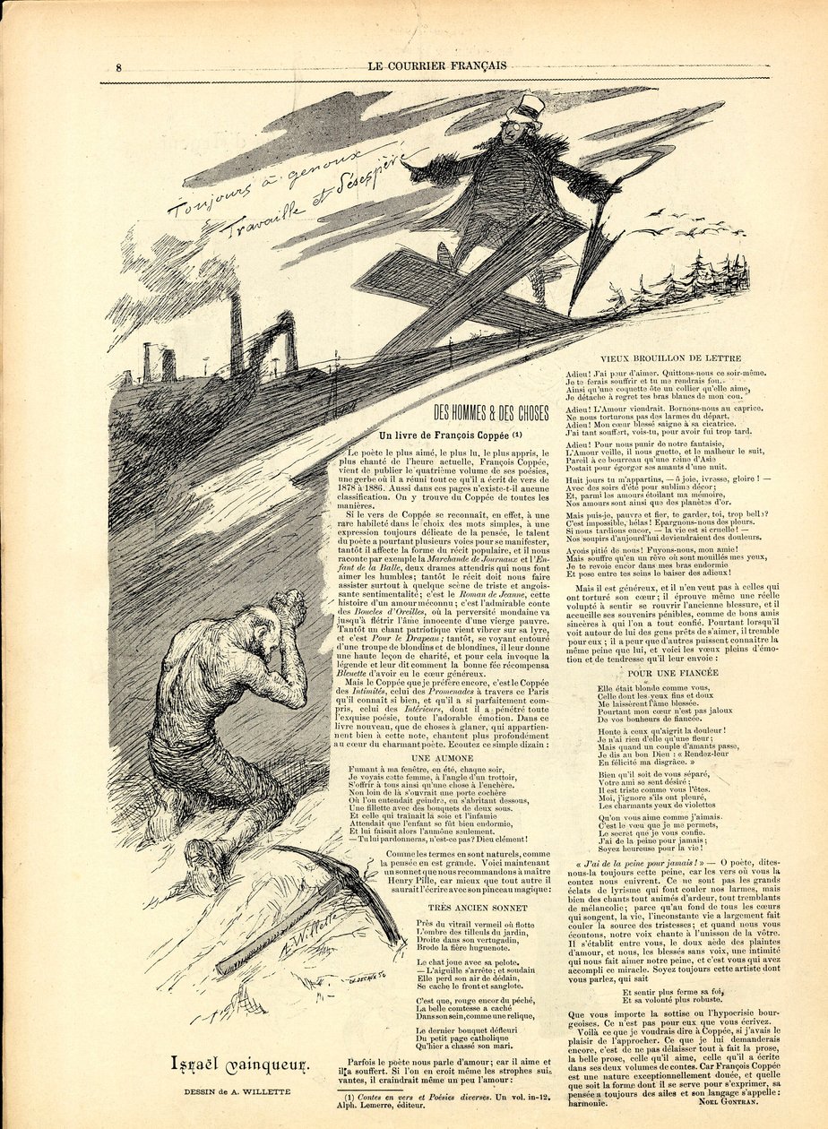 Der englische Kurier, Satirisch in Schwarz-Weiß von Adolphe Leon Willette