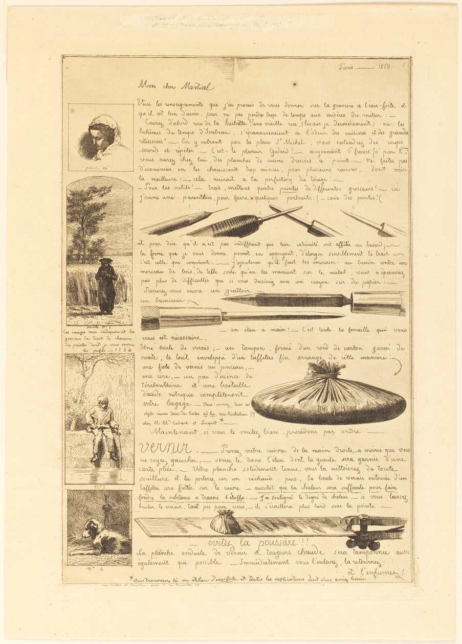 Brief über die Elemente der Radierung, Seite 1 von Adolphe Martial Potemont