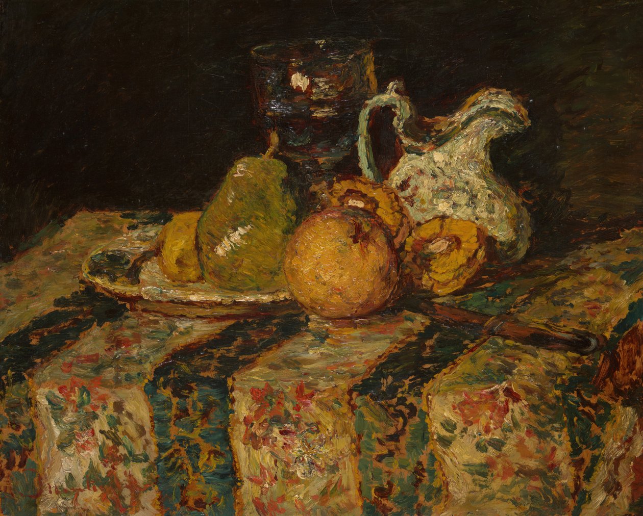 Stillleben mit Obst und Weinkrug, 1874 von Adolphe Monticelli