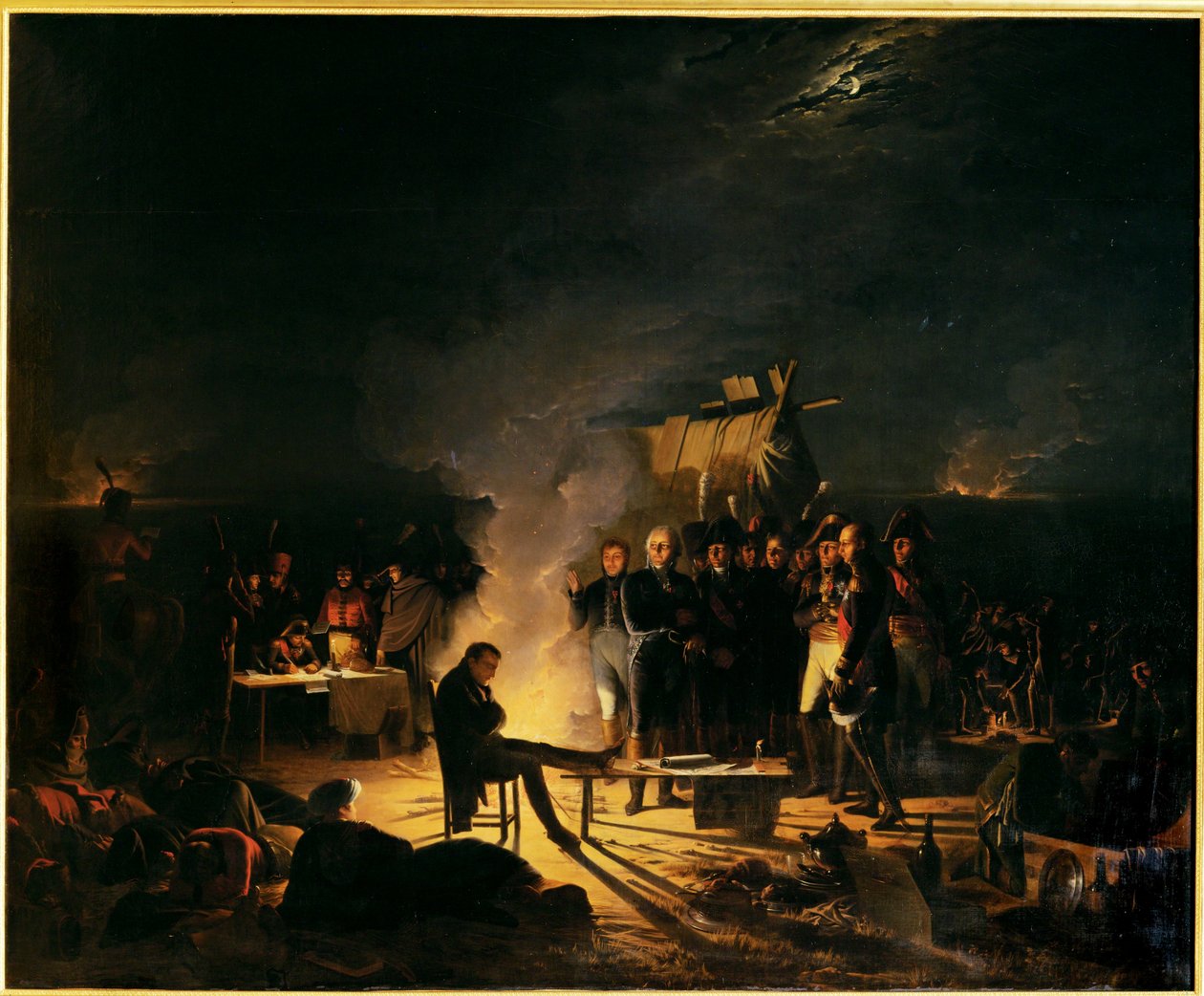 Biwak von Napoleon auf dem Schlachtfeld von Wagram Nacht vom 5. auf den 6. Juli 1809 von Adolphe Roehn
