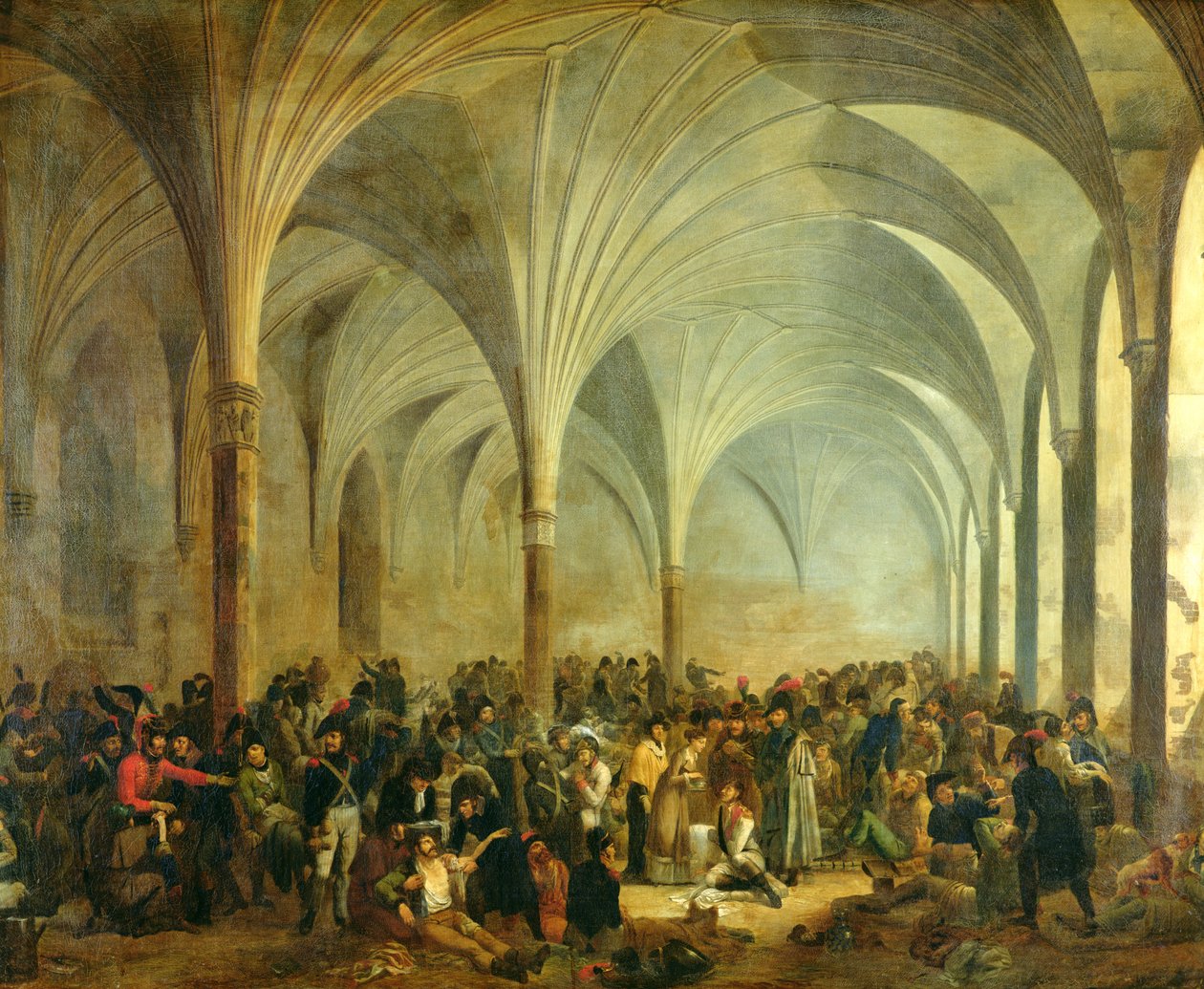 Das Militärkrankenhaus der Franzosen und Russen in Marienburg im Juni 1807, 1808 von Adolphe Roehn