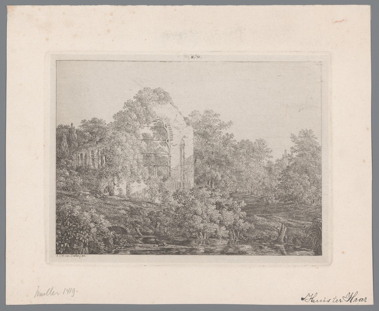 Ansicht der Ruine von Schloss de Haar von Adriaan Jacob Willem van Dielen