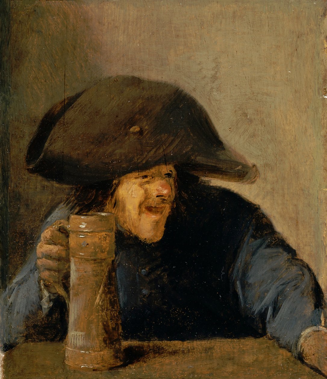 Mann mit Zweispitz und Holzkrug von Adriaen Brouwer