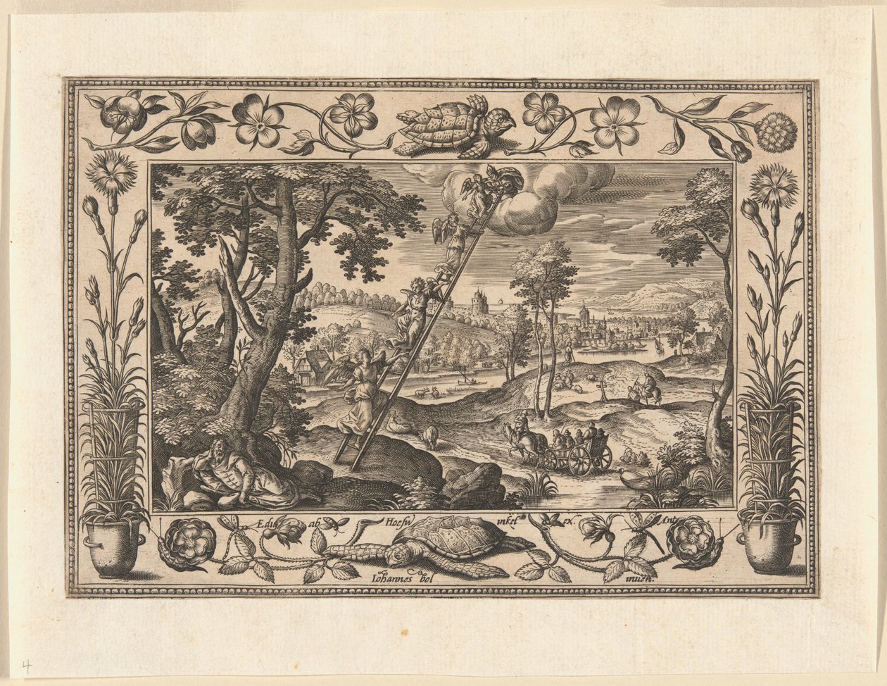 Jakobs Traum, aus Landschaften mit alten und neuen Testament-Szenen und Jagdszenen von Adriaen Collaert