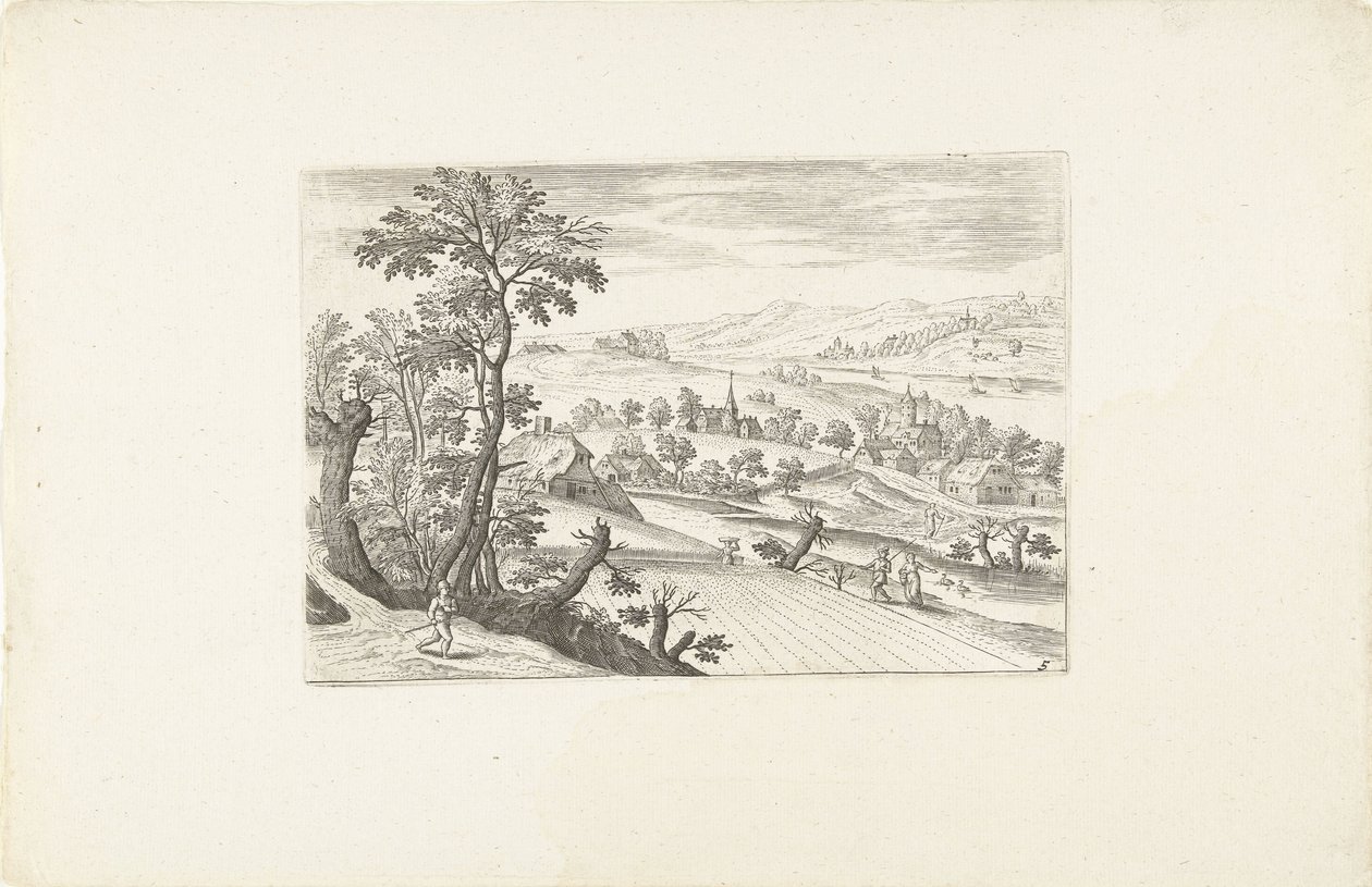 Landschaft mit einem Kornfeld von Adriaen Collaert