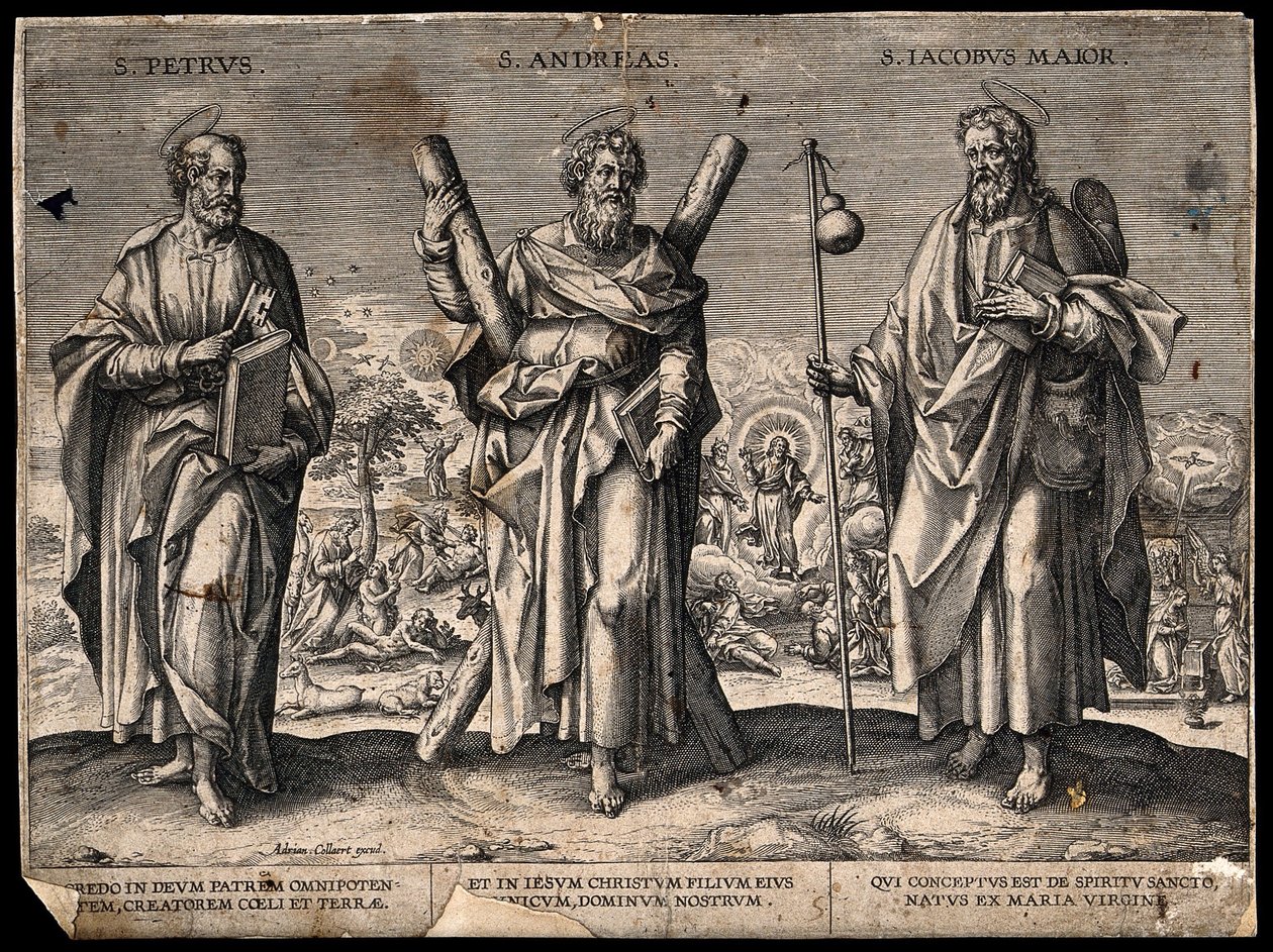 Der Apostel Petrus, der Apostel Andreas und Jakobus der Ältere von Adriaen Collaert