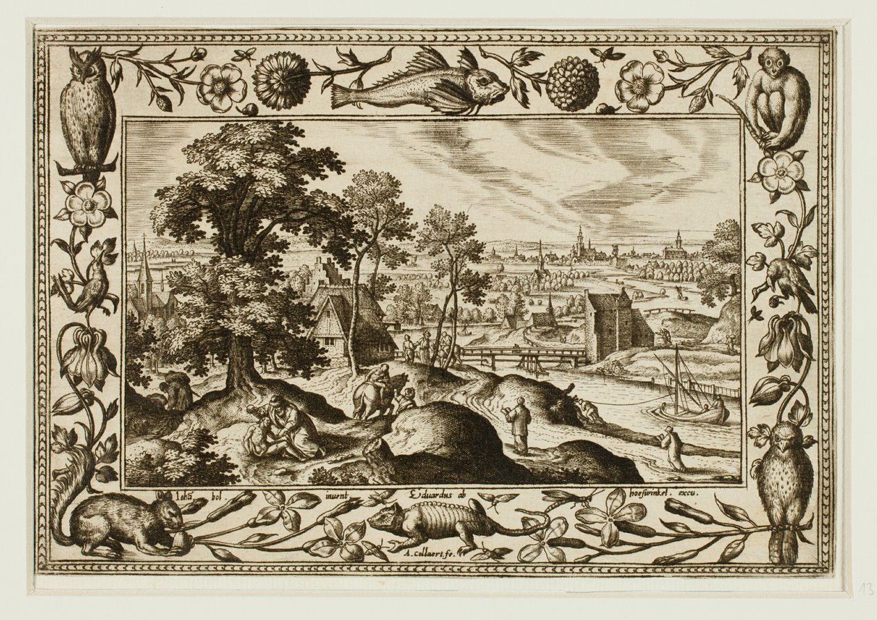 Das Gleichnis vom barmherzigen Samariter, aus Landschaften mit alten und neuen Testamentsszenen und Jagdszenen von Adriaen Collaert