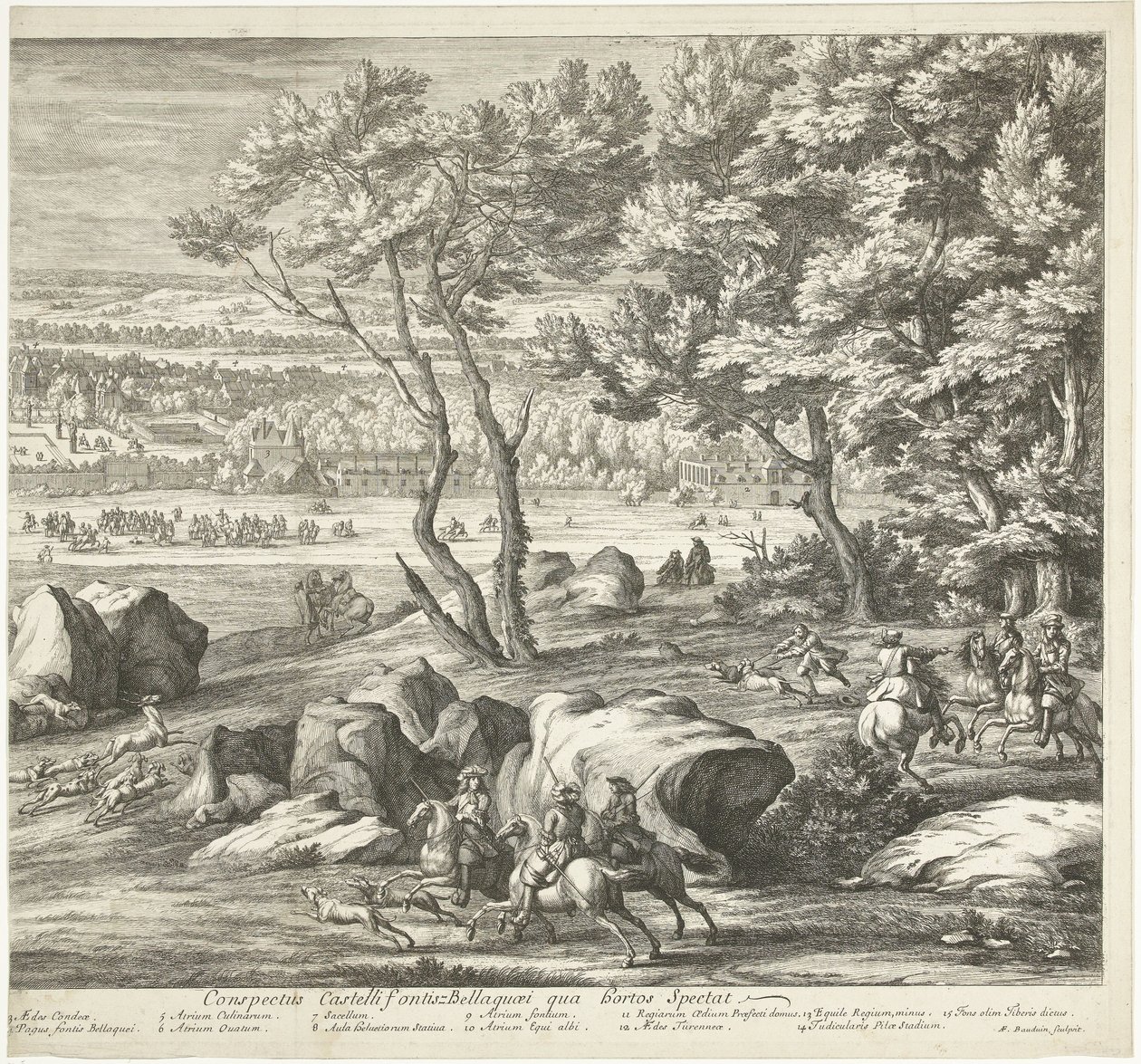 Ansicht des Schlosses von Fontainebleau (rechter Teil) von Adriaen Frans Boudewyns