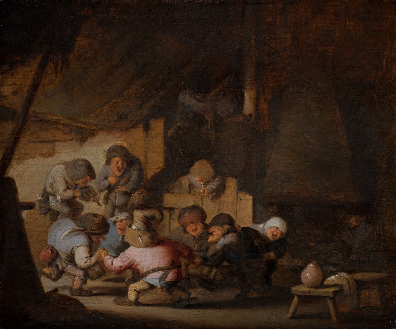 Tanzende Zwerge in einem Bauernwirtshaus, um 1635 von Adriaen Jansz. van Ostade