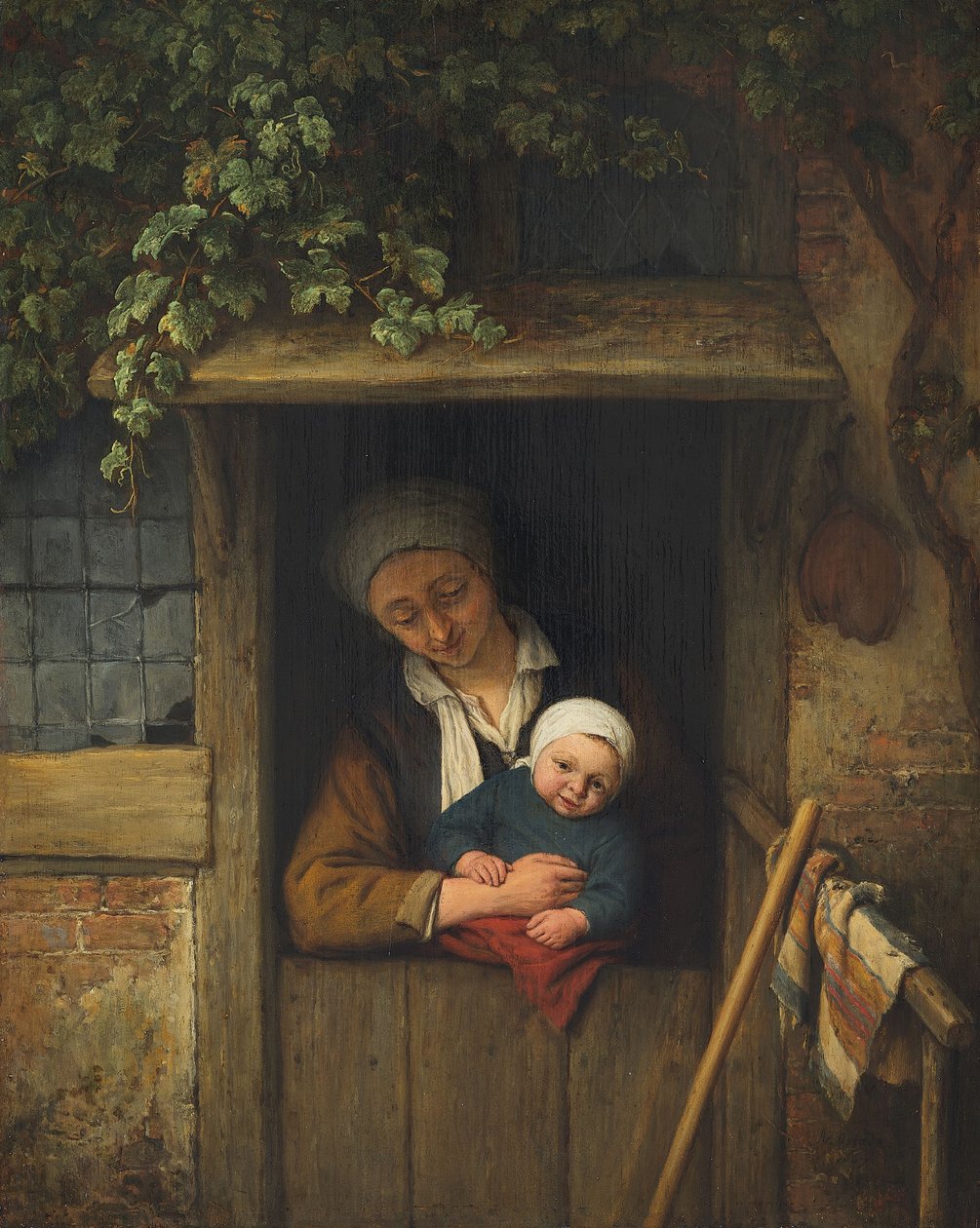 Mutter mit Kind an der Tür von Adriaen Jansz. van Ostade