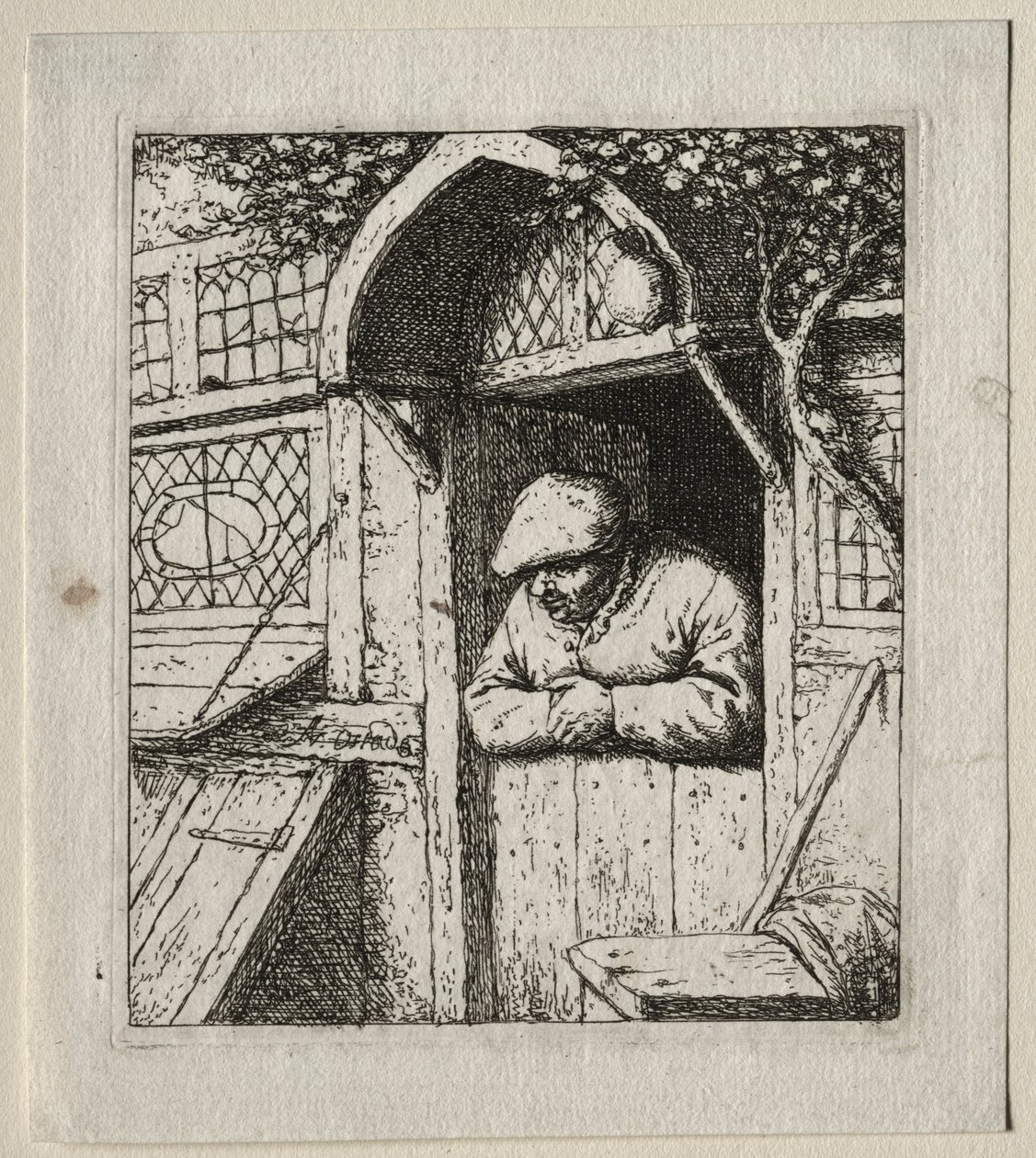 Bauer, der in seiner Tür steht von Adriaen Jansz. van Ostade