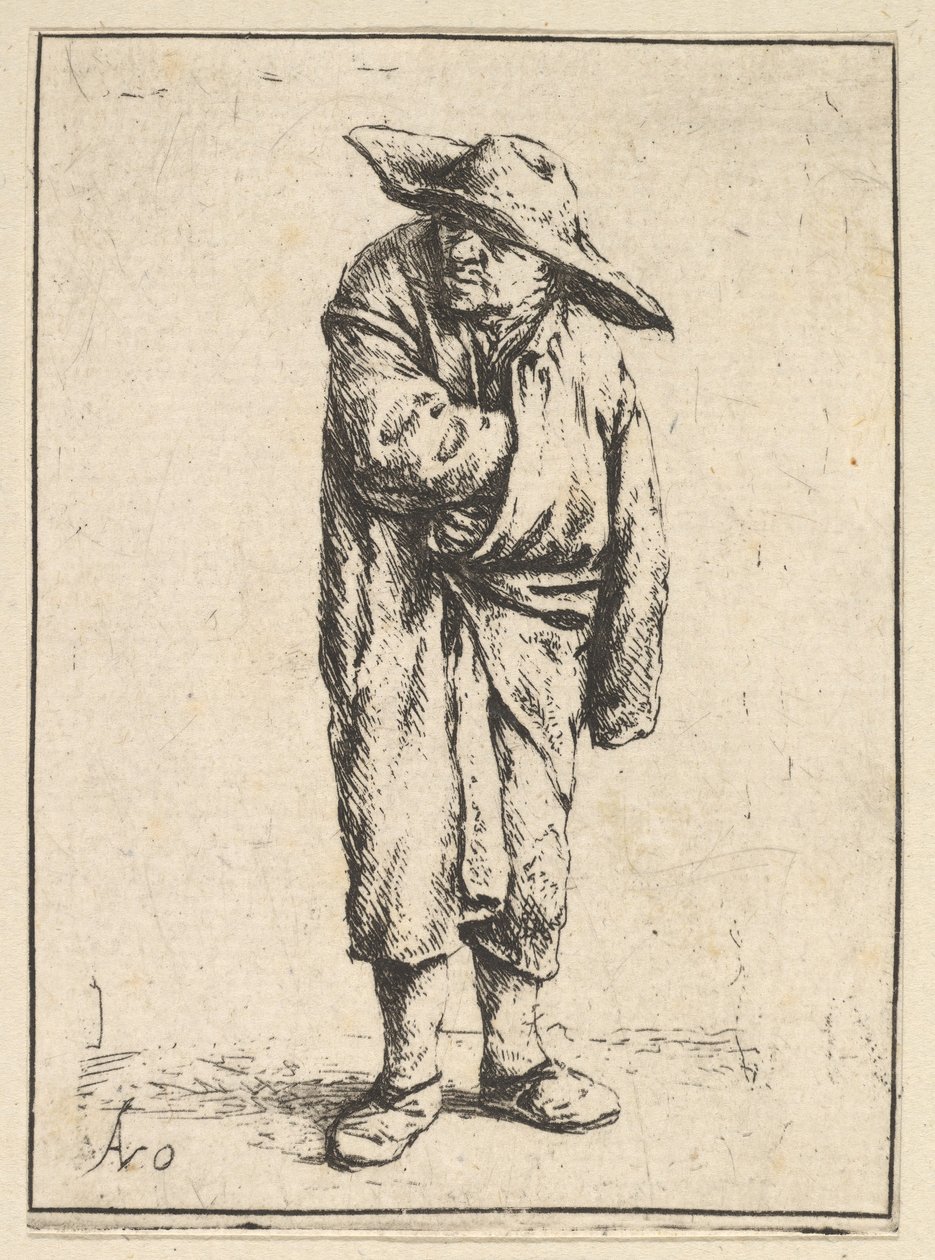 Bauer in seinen Umhang gehüllt, 1610-85 von Adriaen Jansz. van Ostade