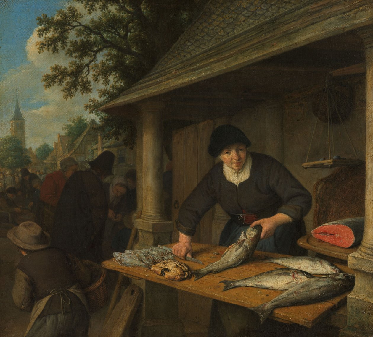 Die Fischverkäuferin von Adriaen Jansz. van Ostade