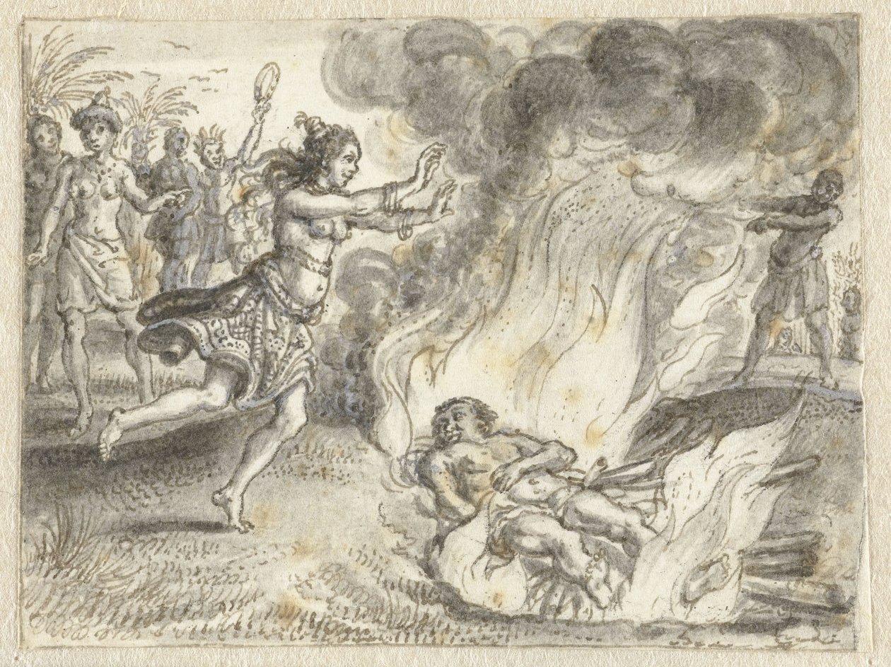 Einäscherung, wie sie von Menschen in einem fernen Land praktiziert wird von Adriaen Pietersz van de Venne