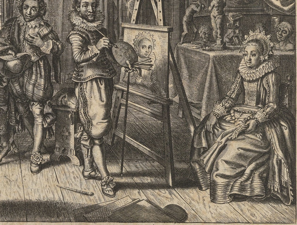 Maler und weibliches Modell im Atelier von Adriaen Pietersz van de Venne