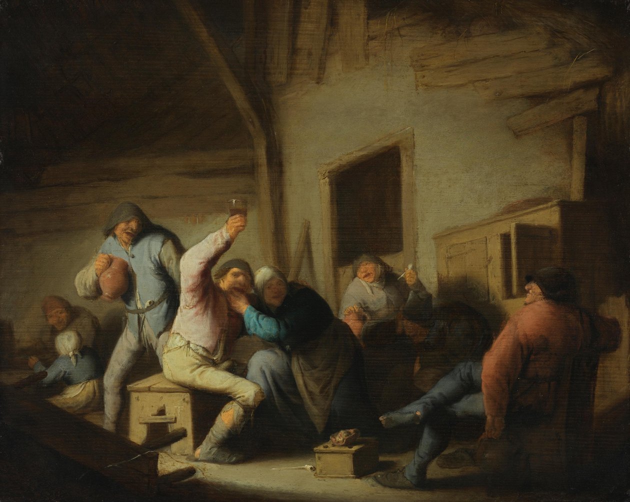 Ausgelassene Bauern in einer Schenke von Adriaen van Ostade