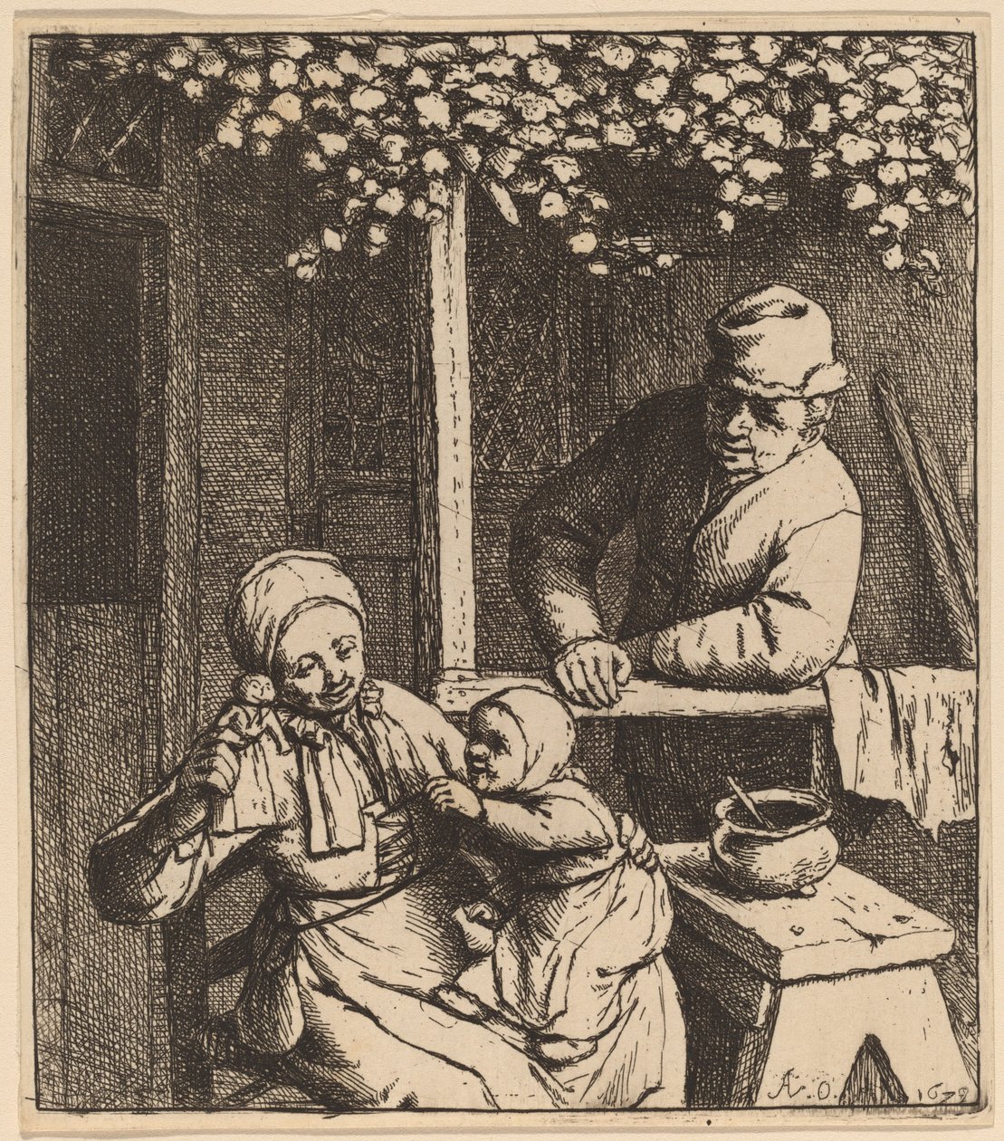 Kind greift nach einer Puppe von Adriaen van Ostade