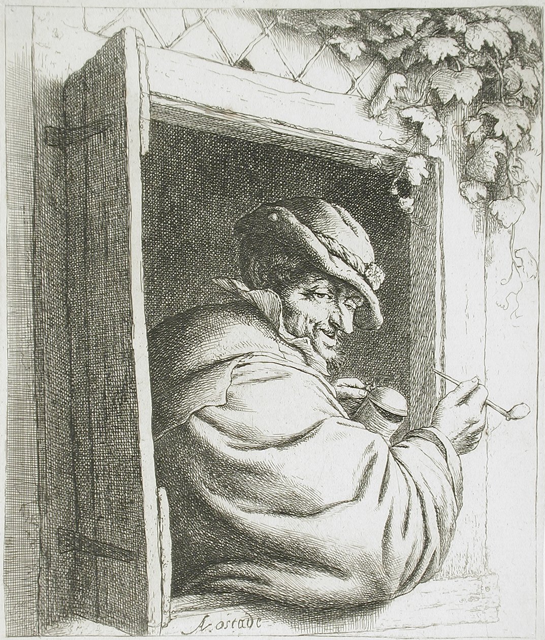 Der Raucher am Fenster von Adriaen van Ostade