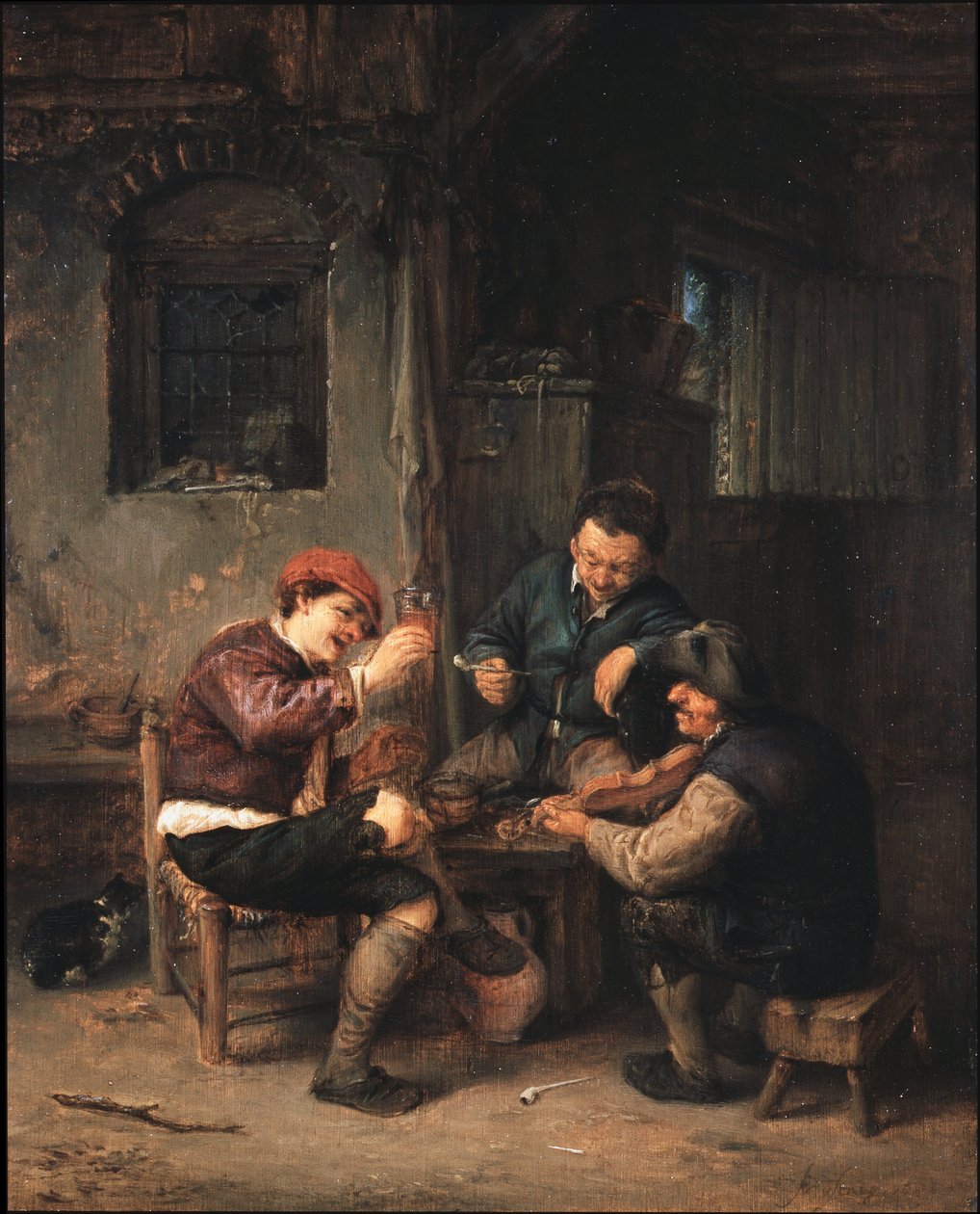 Drei Bauern in einem Gasthaus von Adriaen van Ostade