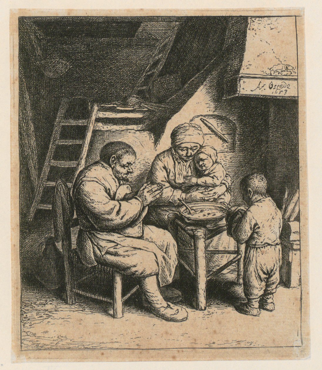 Tischgebet von Adriaen van Ostade