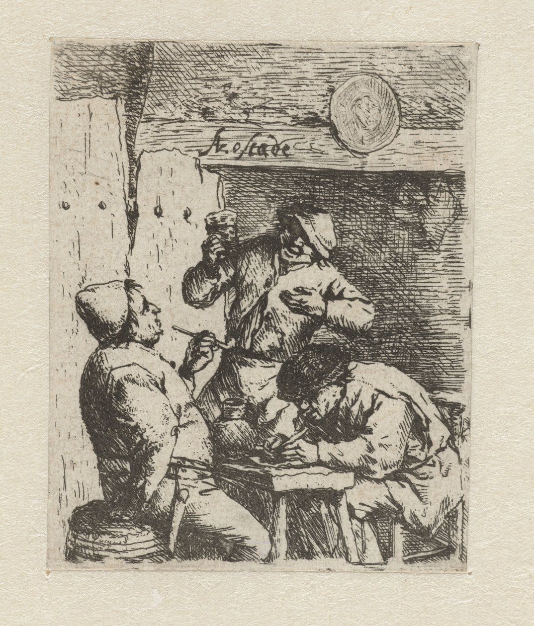 Zwei Raucher und ein Trinker in einer Herberge von Adriaen van Ostade