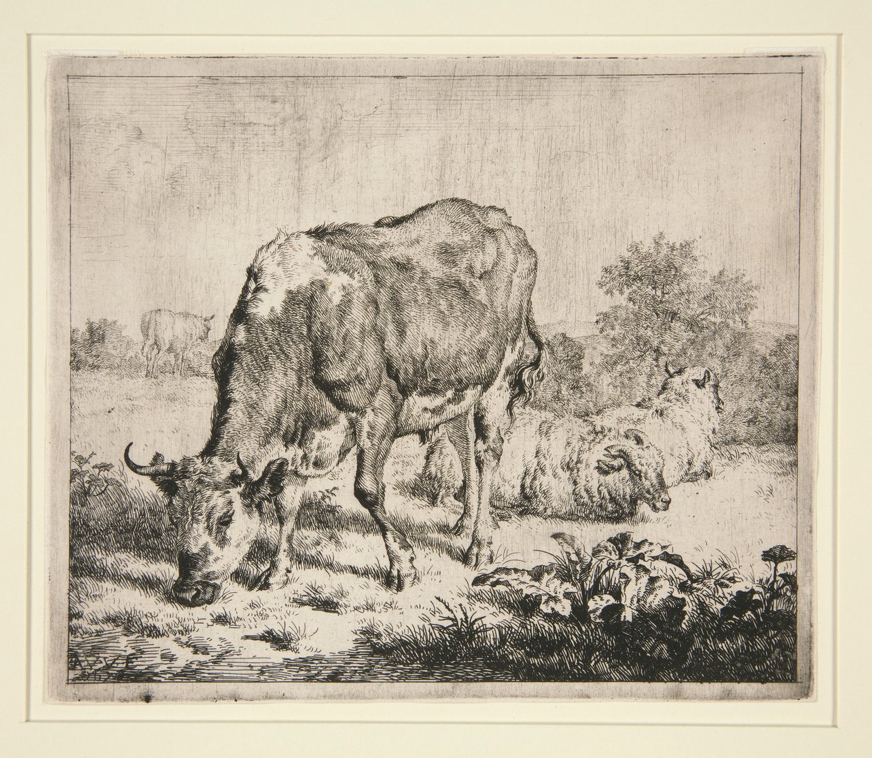 Le Boeuf Pie et les trois moutons von Adriaen van de Velde