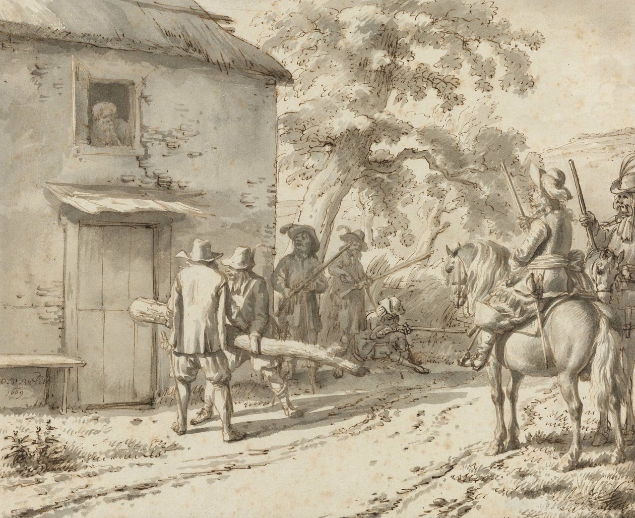 Soldaten erzwingen eine Tür, 1669 von Adriaen van de Velde