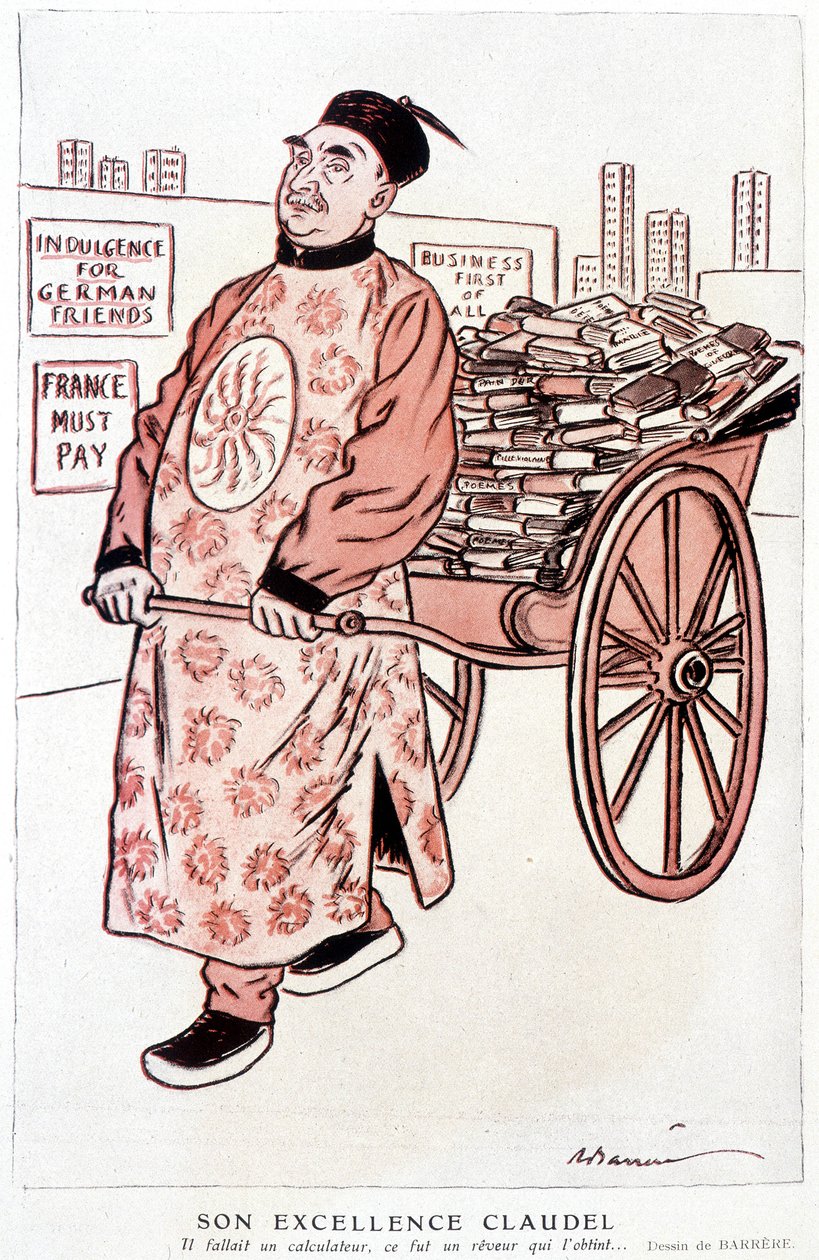 Karikatur über Paul Claudel, französischer Dichter und Dramatiker - von Barrère, in „Fantasio“ vom 01.01.1927 von Adrien Barrere