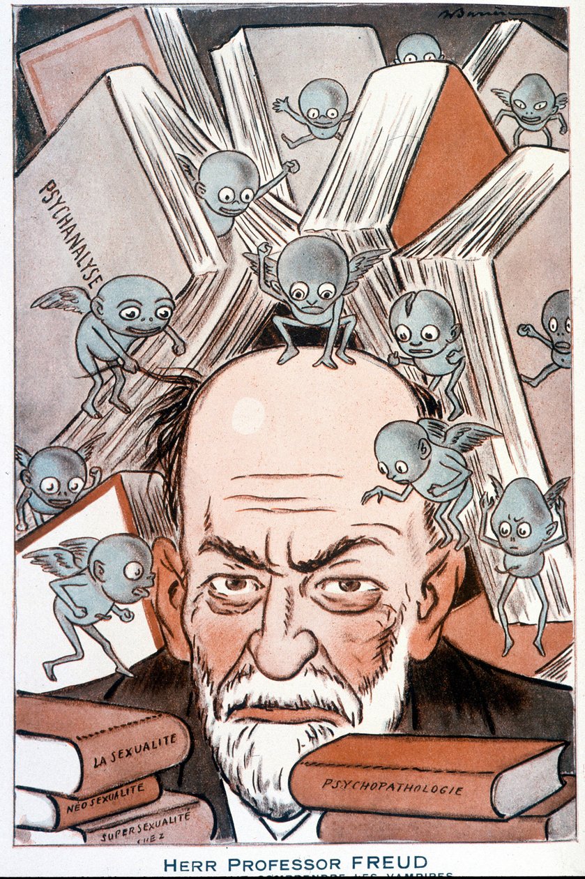 Karikatur von Sigmund Freud „Le qui fait comprendre les vampires“ - Illustration von Adrien Barrere (1877-1931) in „Fantasio“ vom 15.05.1931 von Adrien Barrere