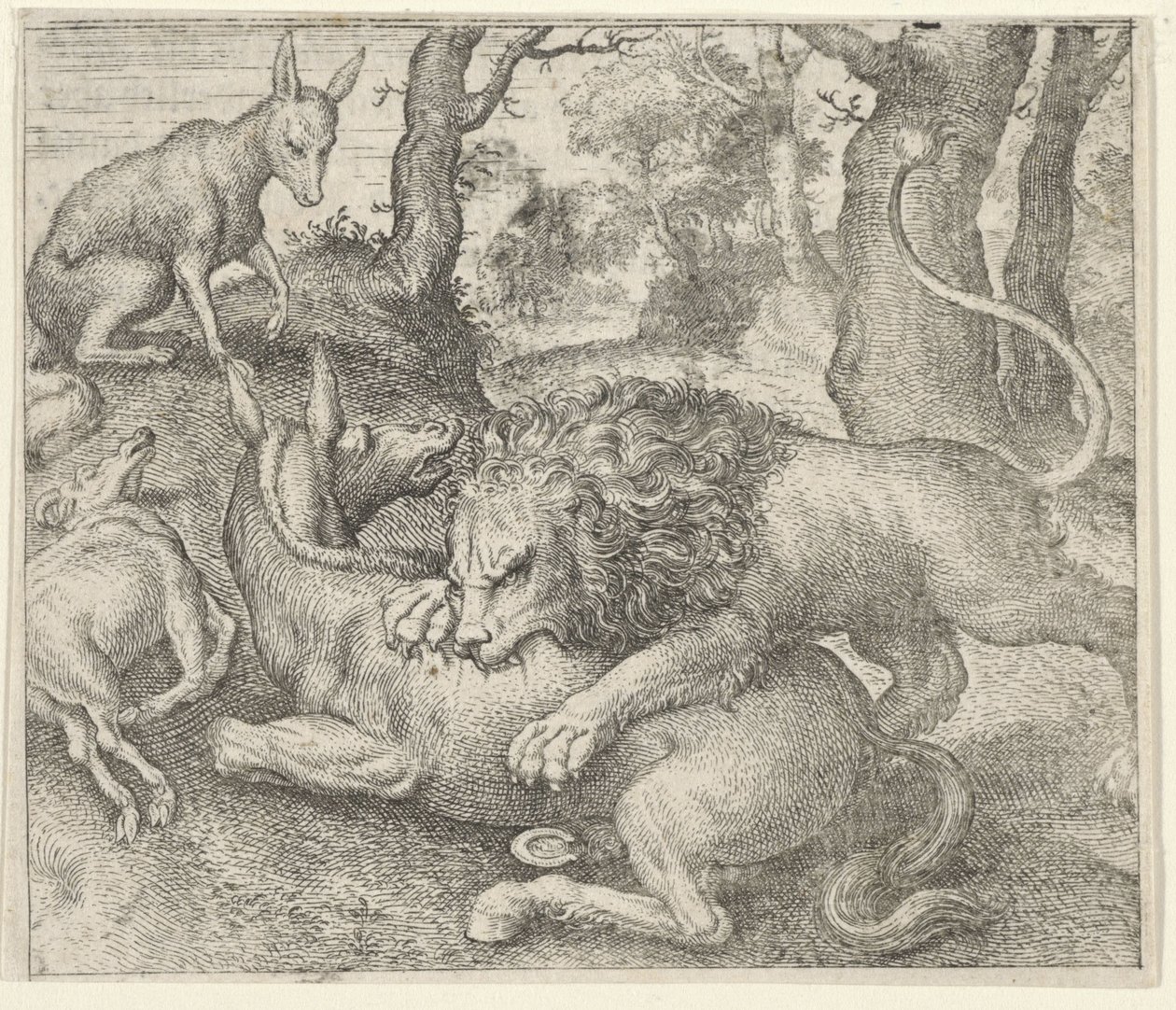 Fabel vom Löwen und Fuchs von Egidius  Sadeler (II)