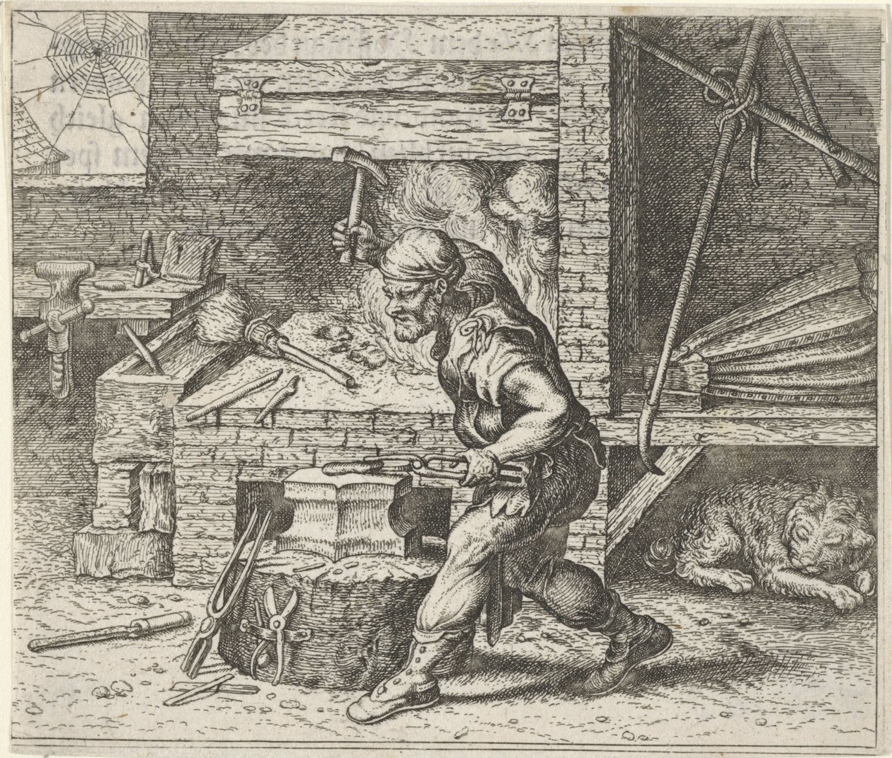 Fabel vom Schmied und dem Hund von Egidius  Sadeler (II)