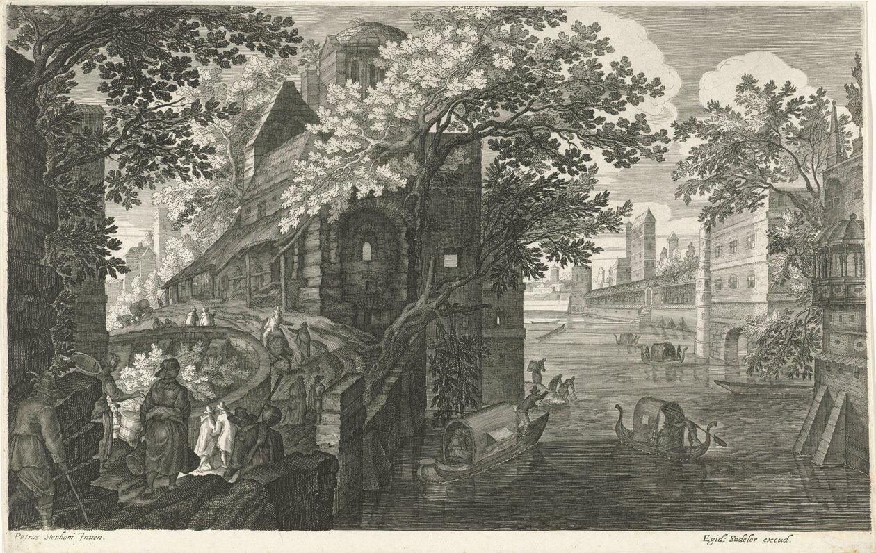 Gondeln auf einem Kanal von Egidius  Sadeler (II)