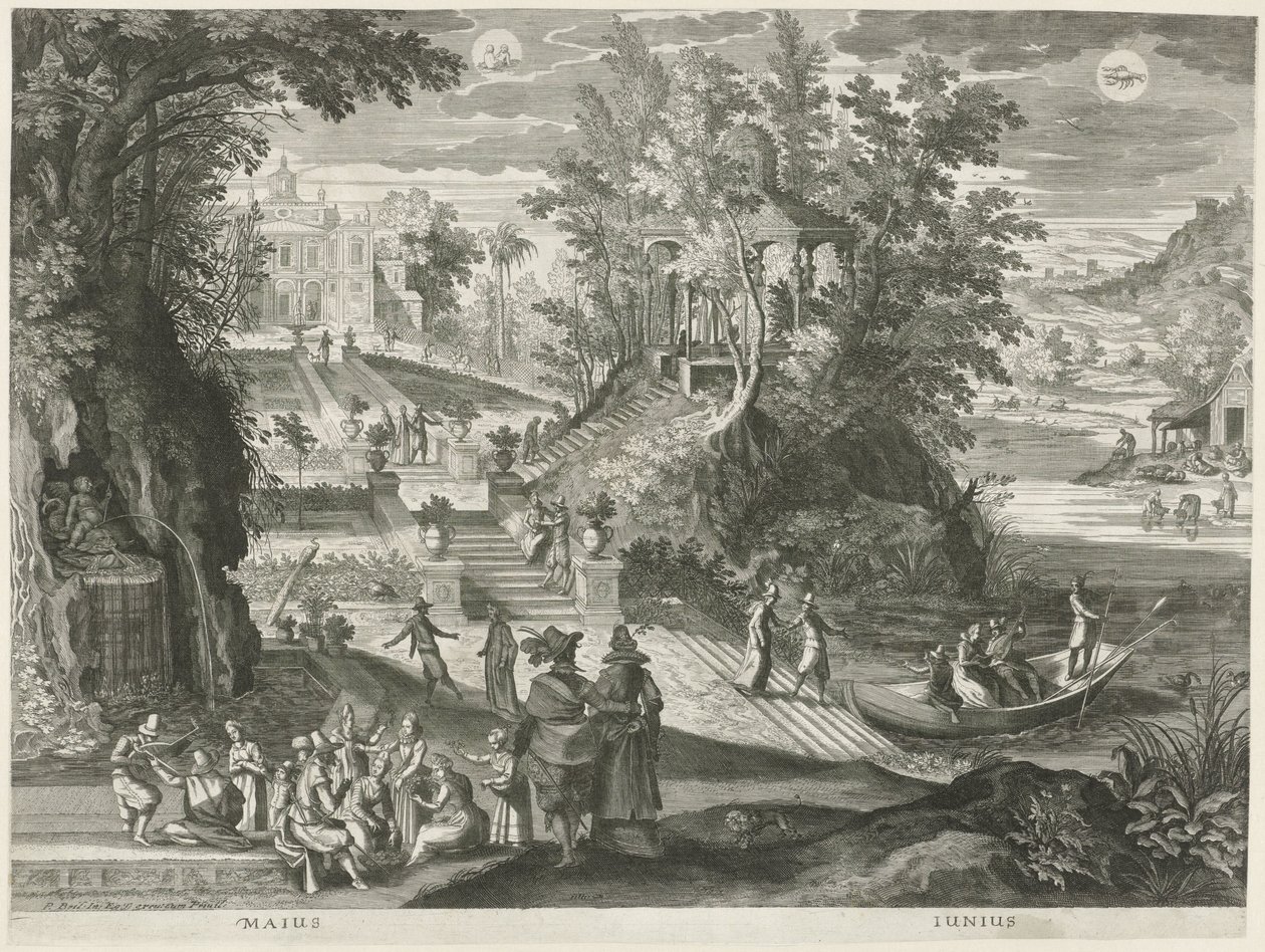 Mai und Juni (Die zwölf Monate in sechs italienischen Landschaften) von Egidius  Sadeler (II)