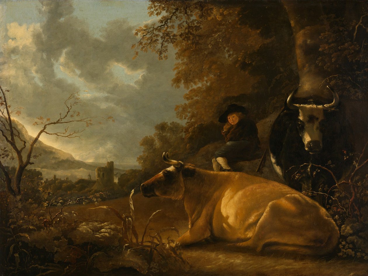 Landschaft mit Kühen und Hirtenjungen von Aelbert Cuyp
