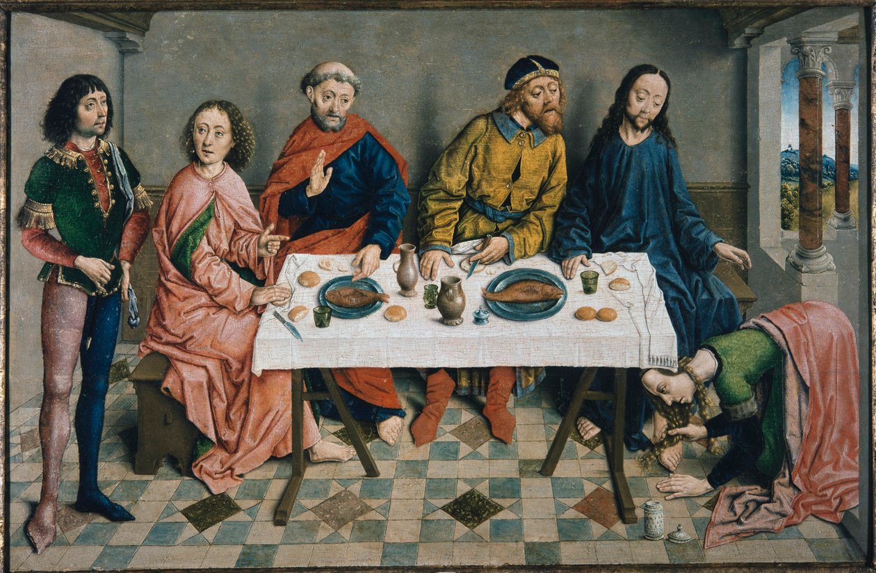 Christus im Haus des Simon, des Pharisäers, ca. 1490 von Aelbrecht Bouts