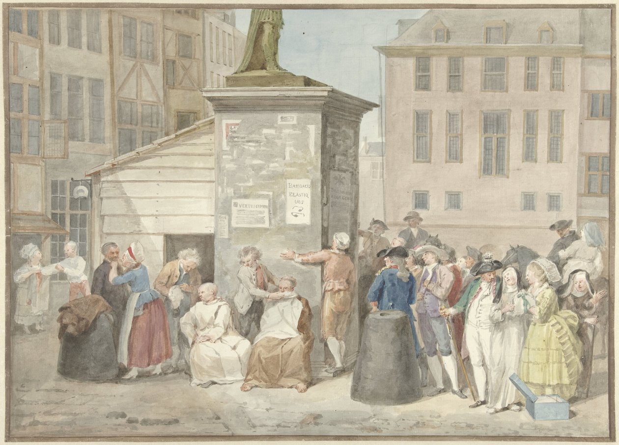 Platz mit Mönchen und Nonnen während der Revolution in Belgien, 20. Oktober 1787 von Aert Schouman (signed by artist)
