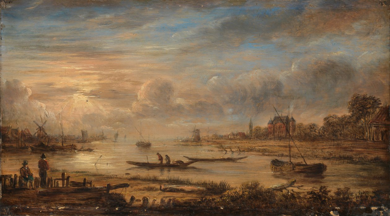 Flussansicht bei Sonnenaufgang, um 1640 von Aert van der Neer