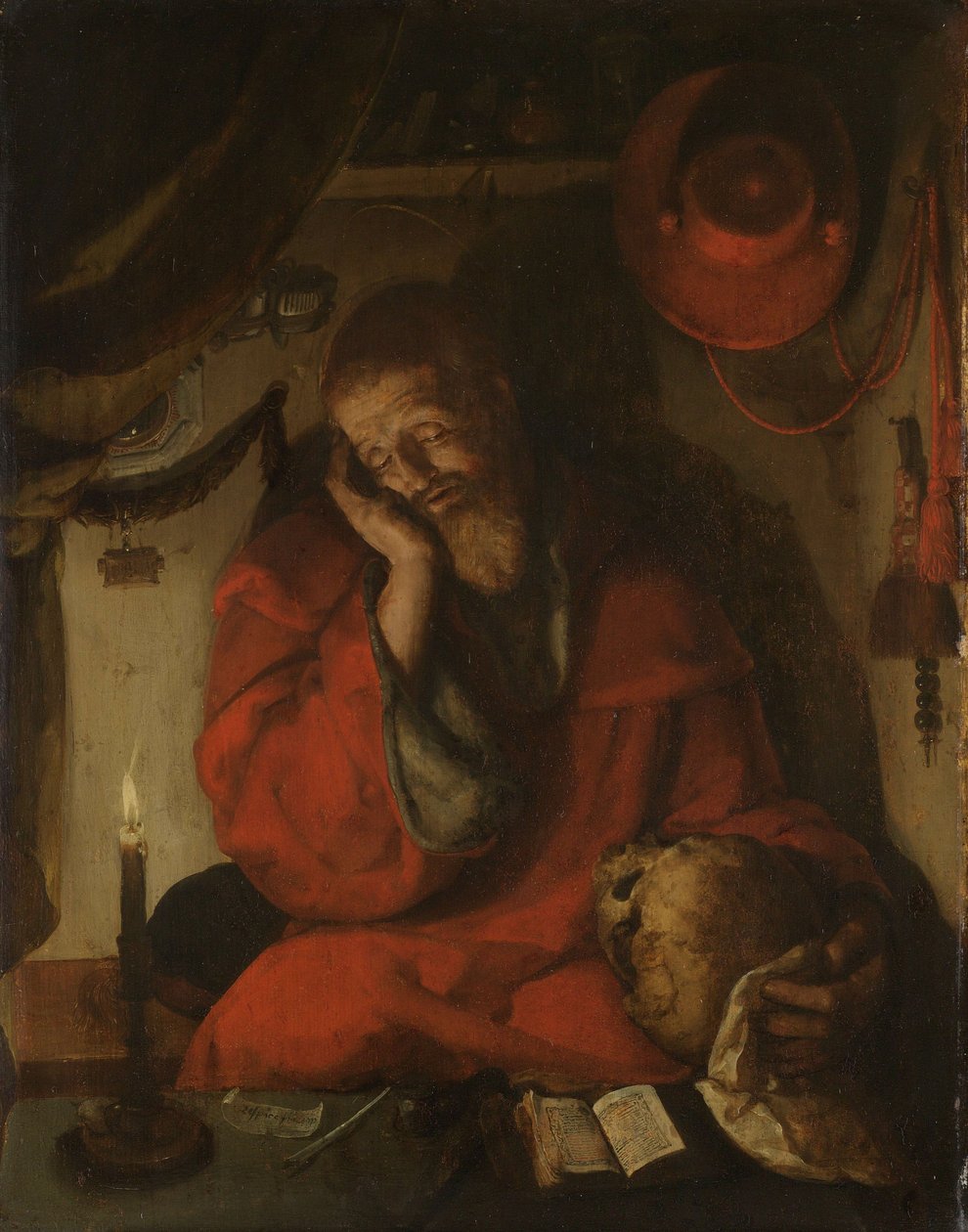 Heiliger Hieronymus in seinem Studierzimmer bei Kerzenlicht von Aertgen Claesz van Leyden